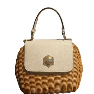 Draper James Overlook Bag In Wicker And White Leather